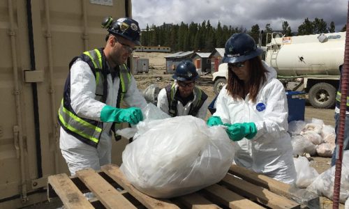 Waste Audit Eco Waste Solutions Waste Audit team inspecting customer's garbage